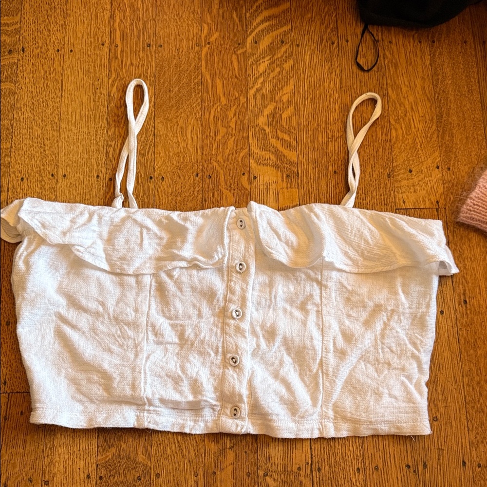 Privacy Please Revolve Button-Front Ruffle Crop T… - image 1